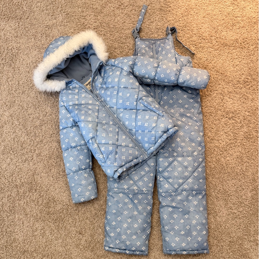 OshKosh B'gosh Girls 2-Piece snowflake Hooded Snowsuit Jacket & Overall Set